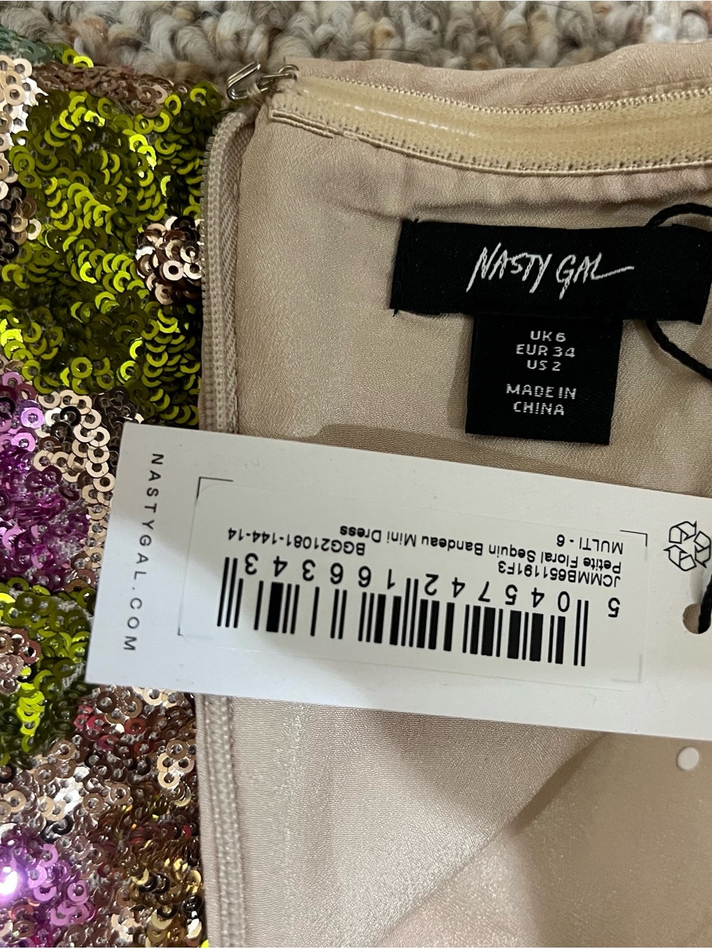 NWT!! Nasty Gal Multicolor Sequin Floral Mini Dress - Picture 5 of 6